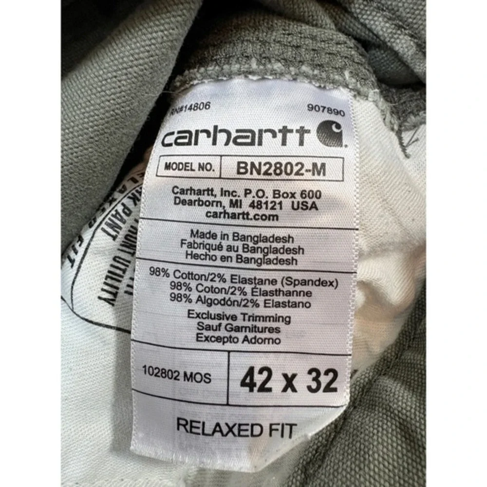 Carhartt BN2802 M Relaxed Fit Work‎ Utility Pants Khaki Green Men Size 42x32